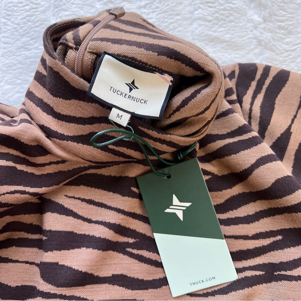 TUCKERNUCK brown tan mod tiger pattern Ellie mock neck knit dress size medium - Picture 8 of 11
